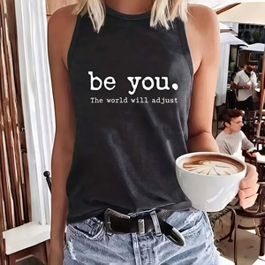 Débardeurs blancs sans manches à col rond de haute qualité pour femmes, débardeurs amples décontractés lavés, logo personnalisé - Product Image 3