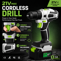 Kit de visseuse sans fil 21V MAX, vitesse variable, réversible, lumière LED, boîtier durable en PA6, batterie 1,5-2AH, couple de 10 mm 40 N.m, bricolage à domicile