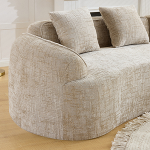 Sofá Curvo Minimalista de Tres Plazas Ecológico en Oferta, Tejido Jacquard Premium, Sofá Esquinero Grande con Patas de Madera - Product Image 5