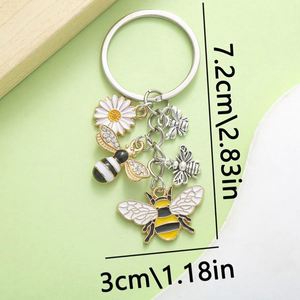 Wholesale Personalized Pearl Sun Flower Pendant Key Chain <b>Cute</b> Honey Bee Charm <b>Keyring</b> for Women - Product Image 5