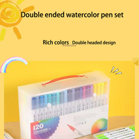 Stylos marqueurs à eau à double pointe 48 couleurs, marqueurs artistiques pour enfants, surligneurs avec étui de transport pour le dessin, ensemble de stylos artistiques