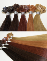 Extensiones de cabello de punta plana de queratina preadherida con doble dibujo K, extensiones de cabello humano europeo Remy ruso 100%