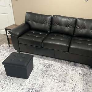 Banco de Exterior de 76*38*38CM con Almacenamiento, Reposapiés de Cuero Sintético, Sofá para Sala de Estar - Product Image 3