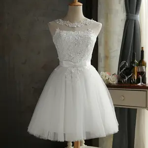 2022 New Short Bridesmaid Dress simple Wedding Dresses for Women Lace Evening Prom Dress