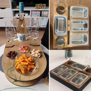 Bamboo Couch Snack <strong>Caddy</strong> with 2 Wine Glass Holder Couch bar Snack Box for Sofa Bed Food Box Snack Couch Tray - Product Image 6