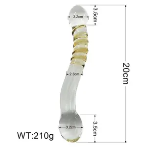 Wholesale Curved Dildo Wand Vaginal Anal Butt Plug Penis G Spot Sex Toys Glass Dildo For women male anal toy