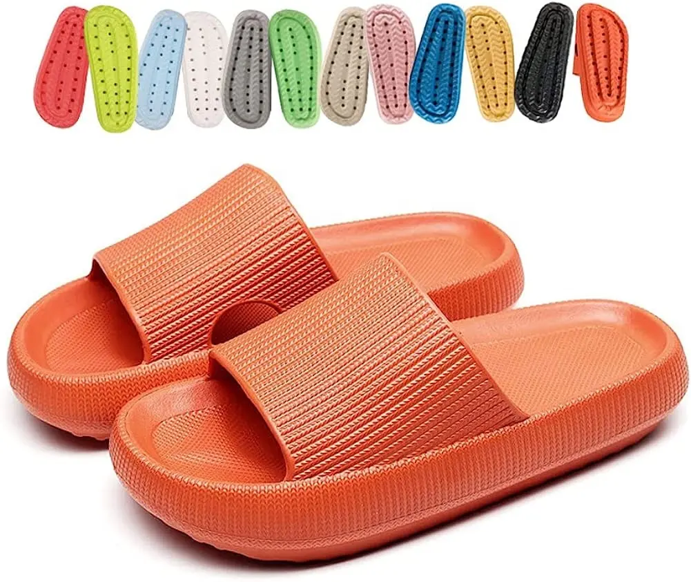 Platform Pillow Slippers Lightweight Open Toe Shower Shoes Women's Comfort Cloud Slides Flat Sandals Summer For Men Women