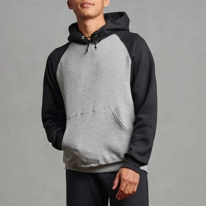Sweat à capuche décontracté pour homme à manches raglan, avec cordon de serrage, personnalisé, bicolore, patchwork, brodé, vente en gros pour l'automne - Product Image 1
