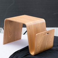 Table basse en bois massif courbé de style nordique minimaliste, forme artistique créative, pour appartement, hôtel, salon, avec porte-revues
