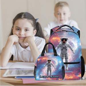 Custom Space Theme Astronaut Print Kids School <b>Backpack</b> Set With <b>Lunch</b> <b>Bag</b> for Boys Girls Kids Primary Middle School Aged 6-18 - Product Image 3