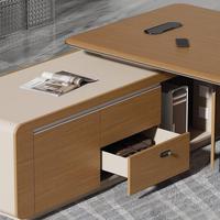 Scrivania Direzionale Moderna, Tavolo Manageriale per Ufficio, Set Ufficio di Lusso con Scrivania e Armadietti Laterali