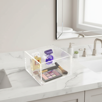 Boîte de rangement en acrylique avec couvercle, conteneur de bureau multi-usages pour agrafeuses, surligneurs, fournitures de bureau