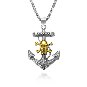 Stile europeo e americano degli uomini in acciaio inossidabile barca ancora ciondolo pirati della collana catene ispirate ai Caraibi - Product Image 1
