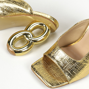 Nouvelles sandales d'été 2024 sexy à imprimé léopard, bout carré ouvert, talon spécial, talon haut - Product Image 5