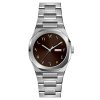 Montres pour hommes de style luxueux, haut de gamme, avec logo de marque personnalisé, cadran arabe, argent, Orologio Uomo, avec boîtier en acier inoxydable 316L, U2865-04