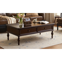 Nouvelle table basse de style classique vintage en bois massif, table d'ordinateur de luxe antique avec rangement, meuble de maison durable et robuste