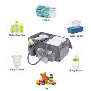 Panier de rangement de produits pour bébé multifonctionnel gris portable avec couvercle adapté au stockage de produits pour bébé - Product Image 5