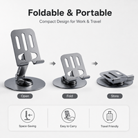 Support de bureau pliable et réglable à rotation 360 degrés en métal pour téléphone et tablette – Support de téléphone de bureau stable