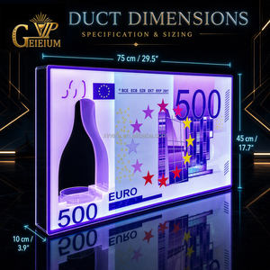 Présentoir LED pour billets de 500 euros, en acrylique, rechargeable, pour bouteilles VIP, éclairage lumineux pour discothèque, bar, fête - Product Image 2
