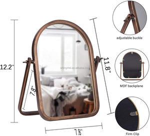 Bàn Cổ Điển Bàn Gương Đồng Kim Loại Đóng Khung Đứng Gương 360 Độ Có Thể Điều Chỉnh Xoay Cho Bàn, Bàn, Phòng Ngủ - Product Image 5