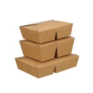 Caja de Comida para Llevar de Papel Kraft de 2 Compartimentos, Contenedor Desechable para Alimentos, Caja de Almuerzo de Papel Impresa Personalizada para Restaurante - Product Image 1