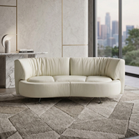 Minimalistisches Gebogenes Ledersofa mit Schiebe- und Drehbarer Rückenlehne Hochwertige Wohnzimmermöbel