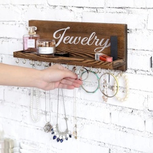 2026 OEM <strong>Wood</strong> Jewelry <strong>Shelf</strong> <strong>Dark</strong> Brown BurnWood Jewelry <strong>Shelf</strong> t <strong>Wood</strong> Jewelry <strong>Shelf</strong> W/ Cursive Writing - Product Image 3