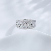 Anelli di Fidanzamento da Donna in Platino Pt950 con Diamanti Coltivati in Laboratorio, Stile Lusso Leggero, con Motivo Floreale a Grappolo di Farfalle e Pavé Completo, Anelli alla Moda