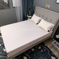Seprai tempat tidur serat perak konduktif, anti-statis, perak 10%, katun 90%, ESD aman