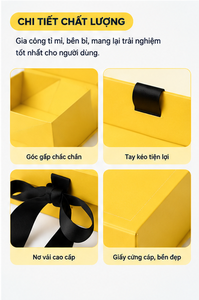 Caja de Regalo Plegable de Cartón Amarillo de Lujo con Lazo de Cinta Grosgrain Negra para Cosméticos y Cuidado de la Piel - Product Image 4