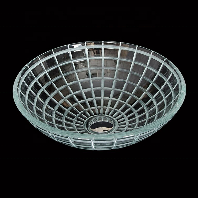 Белый закаленное стекло ручной работы круговой сосуд ванная раковина из нержавеющей стали, кухонной раковины умывальник