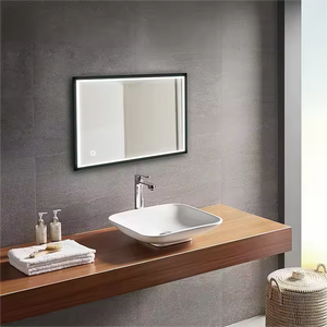 Cảm ứng hiện đại điều khiển mờ chức năng mờ màu đen đóng khung LED ánh sáng Vanity Gương hình chữ nhật hình dạng treo tường cho trang trí - Product Image 1