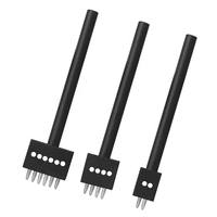 Lot de 3 poinçons à cuir creux de 4 mm – Outils de travail pour trous de 2/4/6 dents