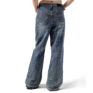 กางเกงยีนส์ผู้ชายทรงโอเวอร์ไซส์ ขอบดิบ แต่งโลโก้ตามสั่ง คุณภาพสูง ผ้าเดนิมหนา ทรงขากระบอกใหญ่ ขายส่ง - Product Image 2