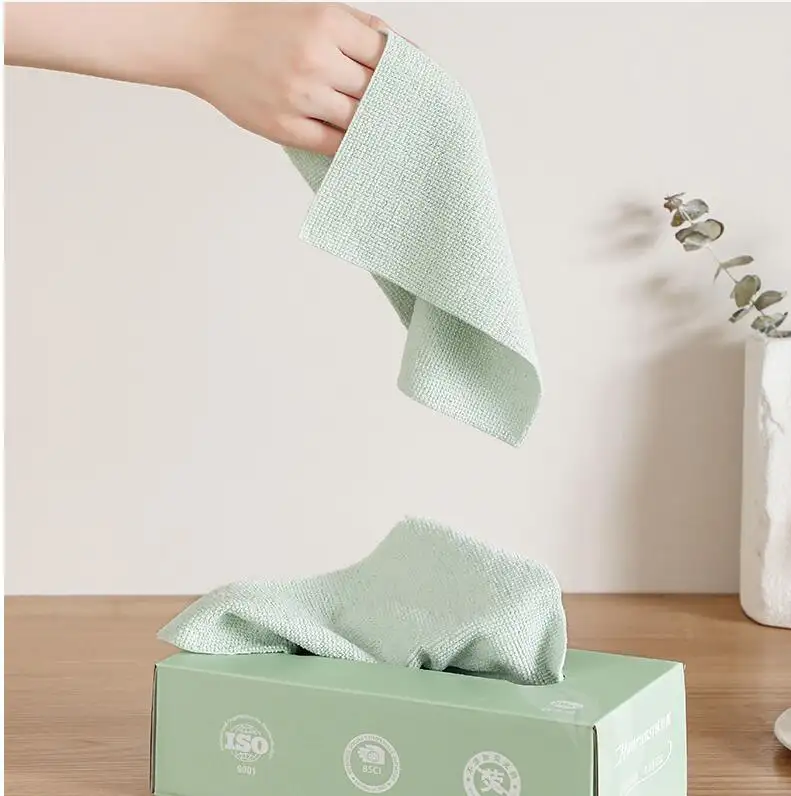 Strong Absorption Quick Dry Microfiber Cleaning Cloths Disposable Cleaning Rags Reusable Lint Free Towel with Dispenser Box