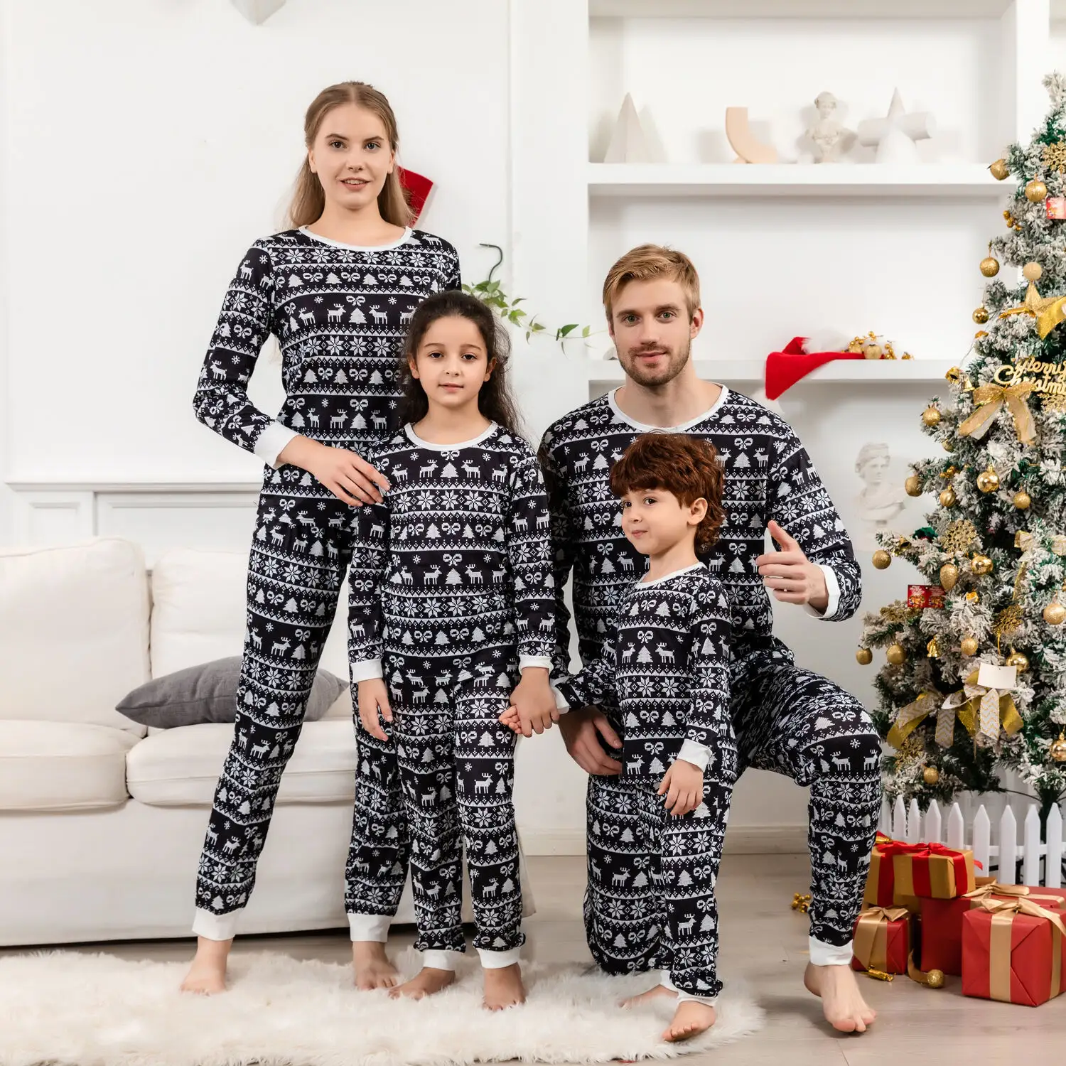 Weihnachts pyjamas für Familien Niedliche klassische Weihnachts motiv Muster Weihnachten Nachtwäsche Outfits Familie Weihnachten Pjs Matching Sets