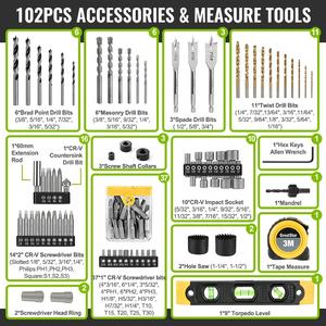 GreatStar-Taladro Inalámbrico de 20V, herramienta de impacto eléctrica, 21 + 2, Selector de torsión, destornillador, juego de accesorios - Product Image 6