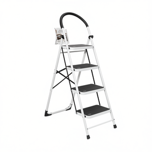 Échelle pliante à 4 marches en acier, capacité de 330 lb, utilisation domestique, design télescopique - Product Image 1