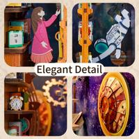 Tonecheer Interstellar 3D DIY : Kits de modèles de maisonnettes en bois et serres de livres miniatures pour les boutiques de cadeaux et les magasins de jouets