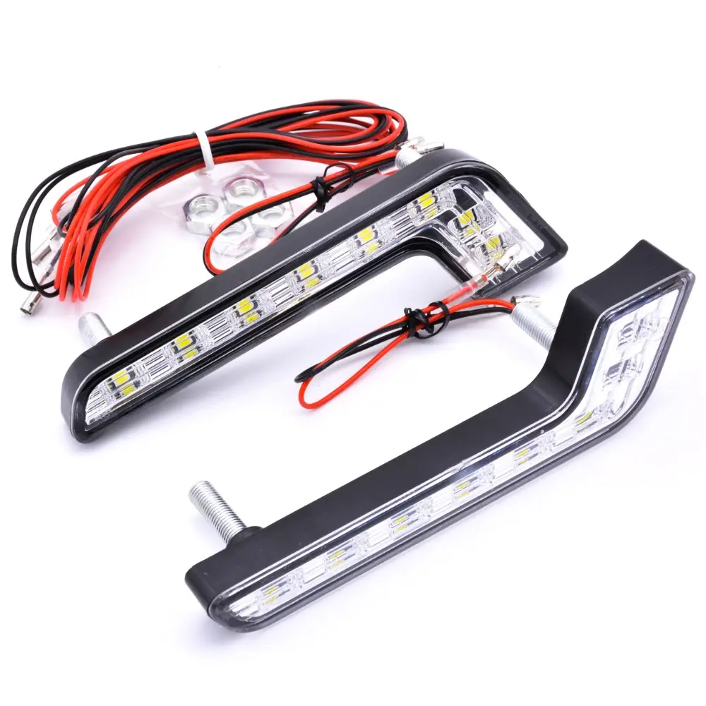 L字型8LEDデイタイムランニングライトフロントフォグドライビングランプヘッドライトDRLデイライト12V8LEDホワイトDRLデイライトランプ