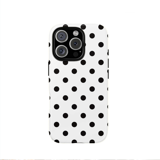 Polka Dot Series Phone Case 3D Sublimation Phone Cover TPU+PC 2 in 1 Double Layer Protection Cases for iPhone 15 16 17 Series
