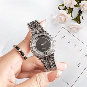 Reloj de Lujo Personalizado para Mujer de Negocios, con Diamantes, Caja de Aleación, Correa de Acero Inoxidable, Esfera Negra de 38 mm, Números Romanos - Product Image 3