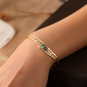 Bracelet tendance en acier inoxydable 316L plaqué or PVD, avec breloque ovale et motif cœur, pour femme, accessoire de bijouterie - Product Image 3