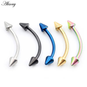 Alisouy - Piercing de Ceja Curvo con Púas de Colores, 16g, de Acero Inoxidable, Tipo Banana, para Cartílago de la Oreja, <span class=keywords><strong>Tragus</strong></span>, Joyería de Uso Diario - Product Image 1