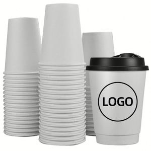 Vasos de Papel Desechables para Café con Logotipo Impreso Personalizado, Vaso de Papel Kraft de Doble Pared con Tapas para Bebidas Frías o Calientes - Product Image 1