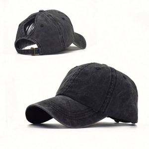 Gorra de béisbol de algodón desgastado con diseño de orificio para coleta, venta al por mayor, gorras deportivas para mujer - Product Image 6