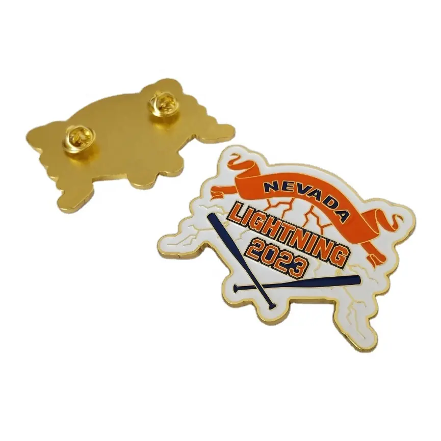 Metal zamac zamak zinco liga die casting banhado a ouro esmalte Nevada iluminação 2023 softball beisebol negociação pin crachá emblema pinos