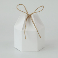 Boîte à biscuits en chocolat hexagonale, boîte à friandises, petite boîte pliante en papier kraft, boîte cadeau de mariage avec ruban