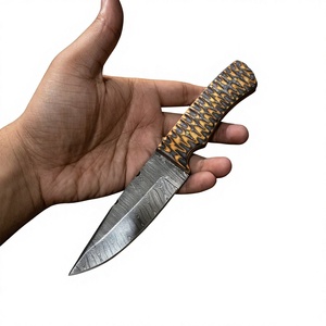Couteau à lame fixe Drop Point en acier Damas, manche en bois, dureté 58-60, garantie 3 ans, pour le camping, la chasse, la survie, le bricolage - Product Image 3