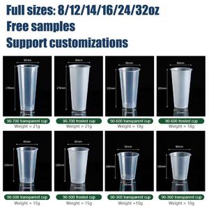 Gobelet en plastique transparent jetable pour thé au lait, boissons froides et bubble tea, 12 oz et 16 oz, avec couvercles, personnalisable avec logo - Product Image 5